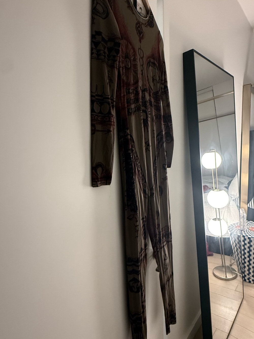 Marine Serre Olive and Black Printed One-Piece Coverall